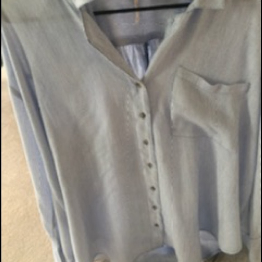 Free People blue and white stripe Baby Doll cotton w/pleats  Size~XS. NWOT